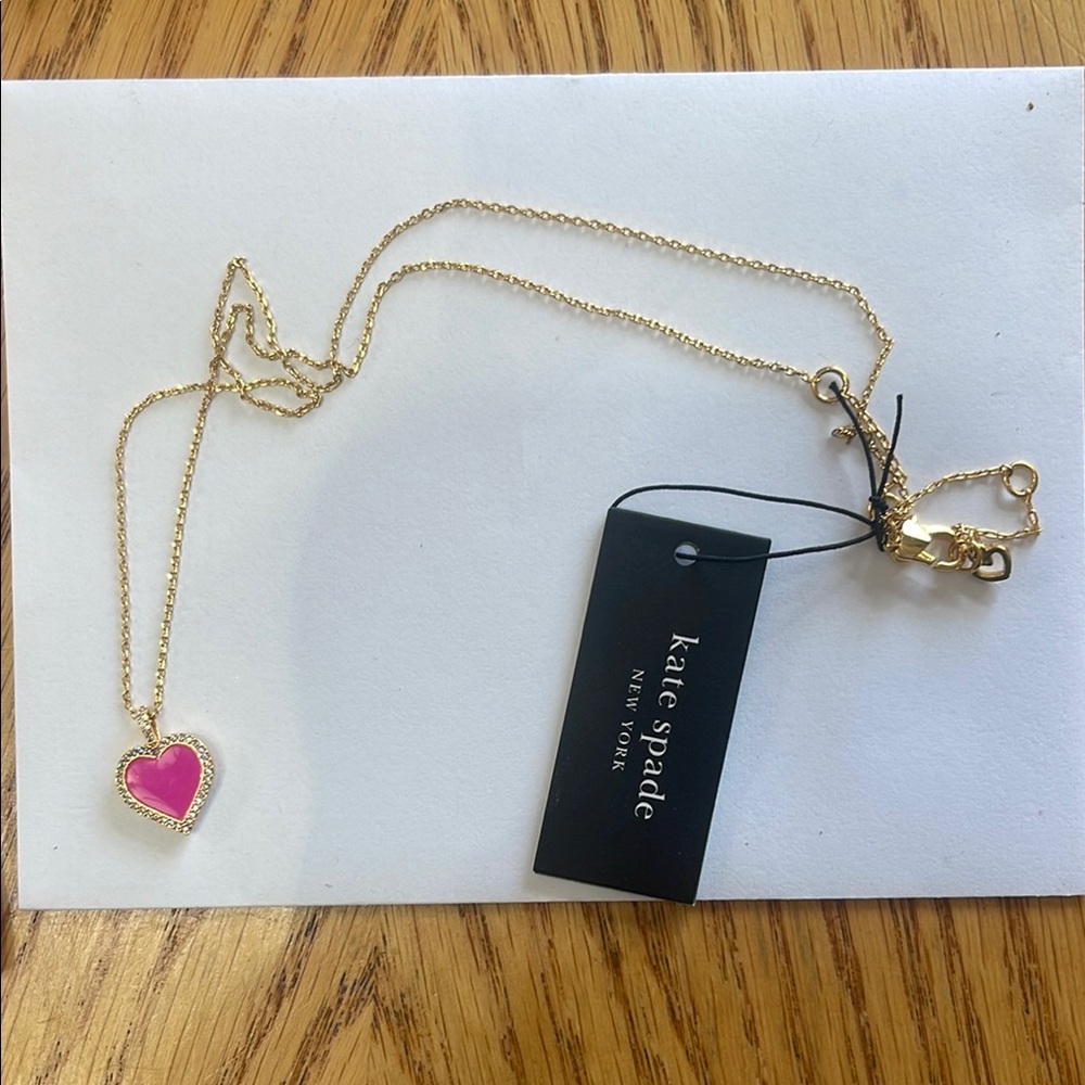 Kate Spade Gold and Pink Heart Necklace